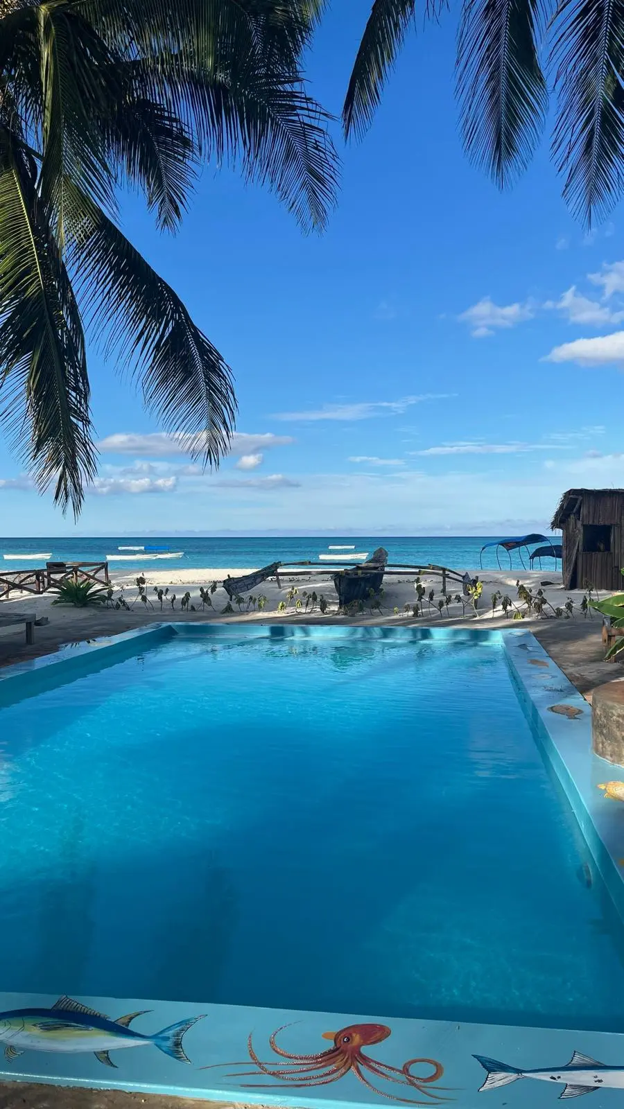 Villa with pool at sunset
